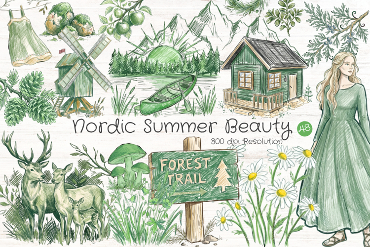 Nordic Summer Nature & Beauty Clipart