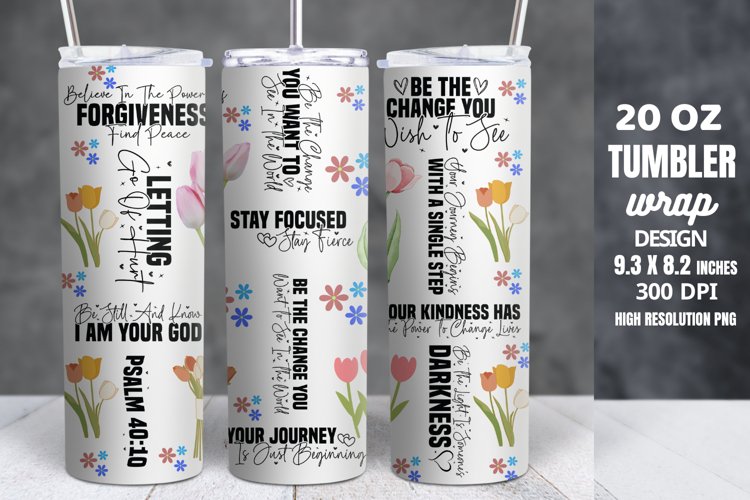 Motivational Quotes Tumbler Wrap Sublimation example image 1