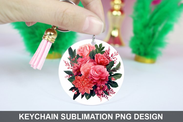 Flowers Keychain Sublimation- Sublimation PNG Design