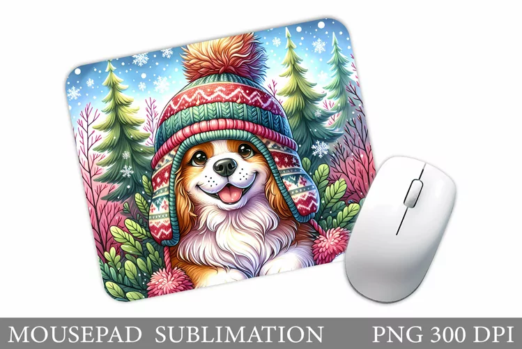 Cute Dog Mouse Pad Design. Christmas Mouse Pad Sublimation