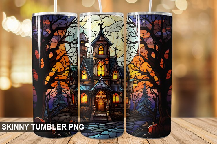 Stained Glass Halloween Tumbler 20 oz Skinny Tumbler