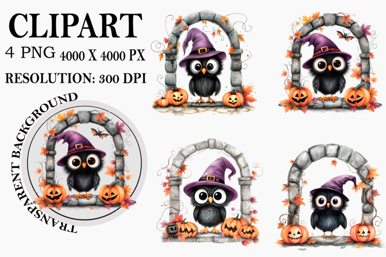 Whimsical Halloween Peeking Clipart PNG Watercolor PNG