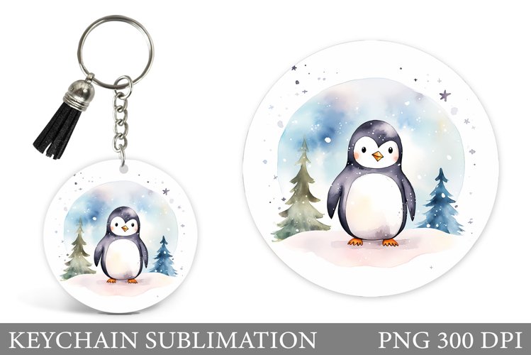Christmas Penguin Keychain. Winter Penguin Keychain