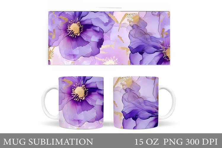 Flowers Mug Wrap Design. Flowers Mug Sublimation example image 1