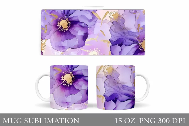 Flowers Mug Wrap Design. Flowers Mug Sublimation