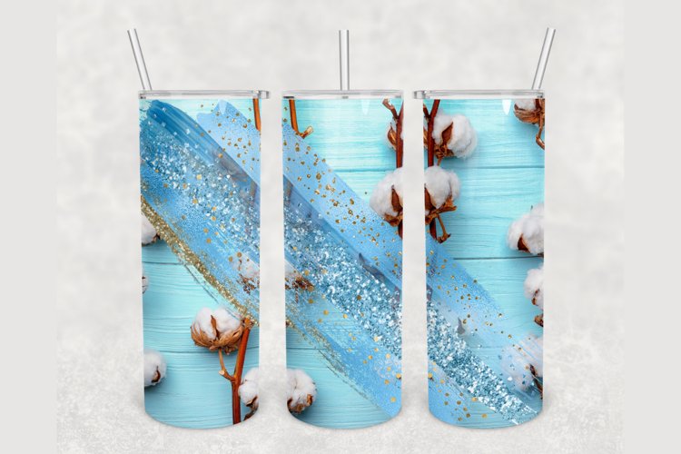 Blue Wood glitter Brush cotton 20 oz tumbler sublimation