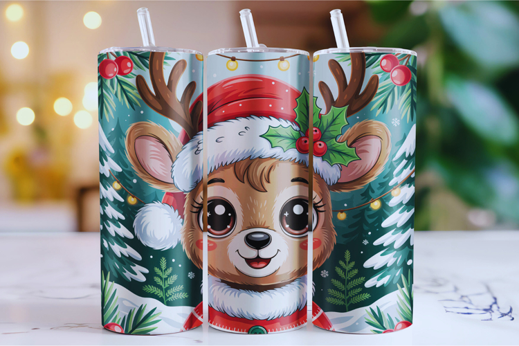 Merry Christmas Deer Tumbler Wrap | Christmas Wrap