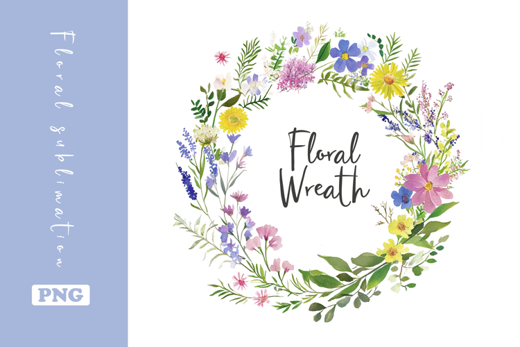 Watercolor Lovely Wildflower Wreath Clipart