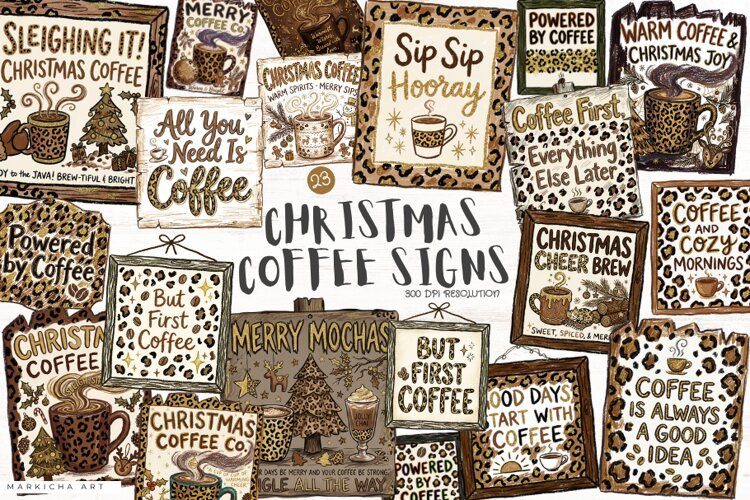 Christmas Coffee Signs PNG example image 1