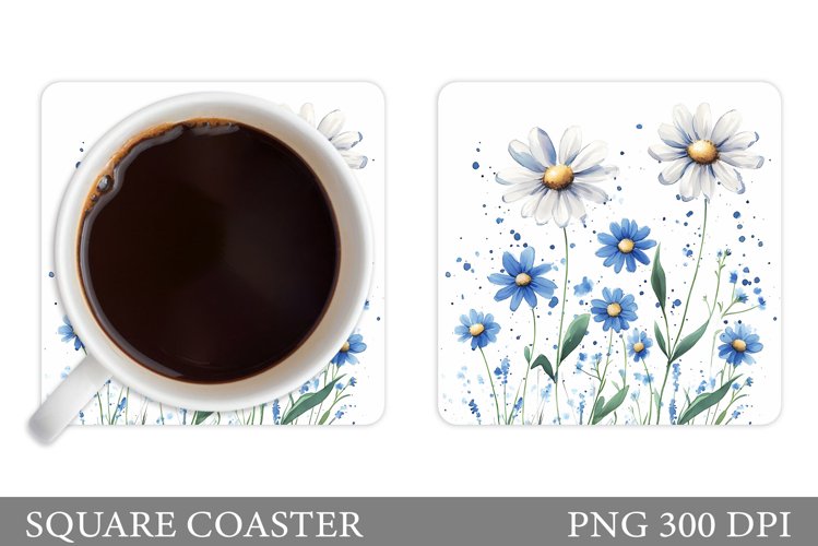 Daisy Flowers Coaster Design. Flowers Sublimation example image 1