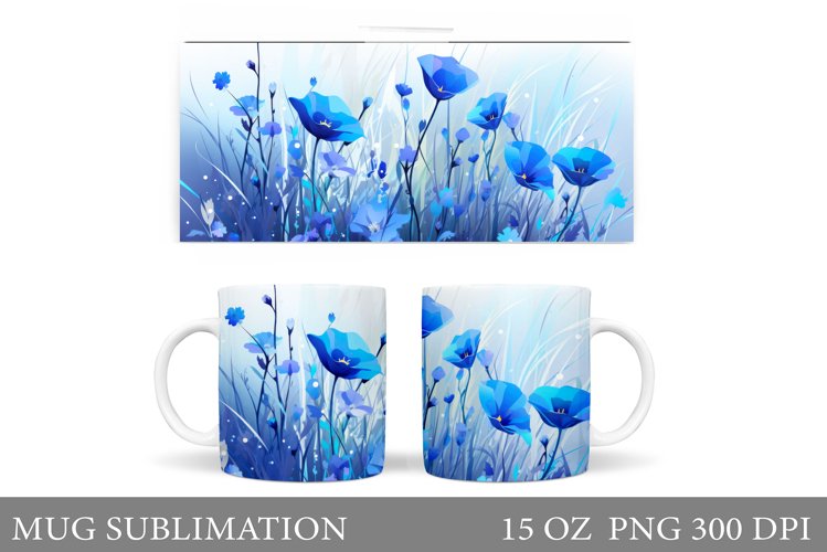 Flowers Mug Sublimation. Floral Mug Wrap Design example image 1