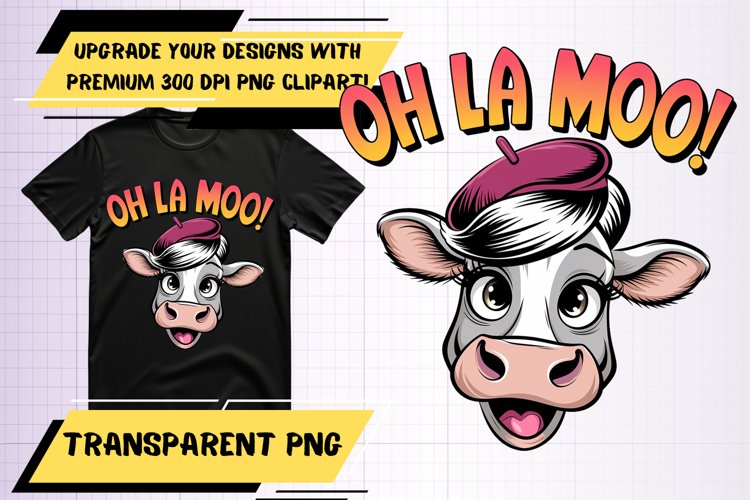 Elegant PNG Design for T-Shirt Projects , Funny Cow