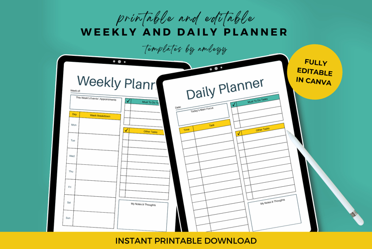 Ultimate Daily   Weekly Planner Template Minimalist Canva