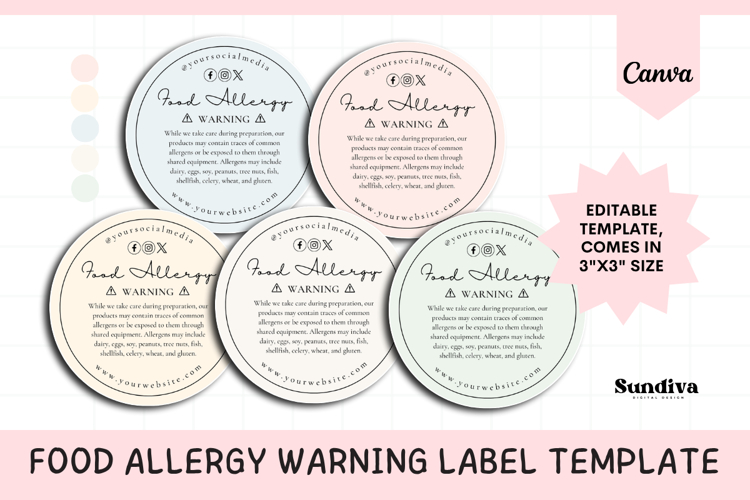 Food Allergy Warning Label Canva Template 2