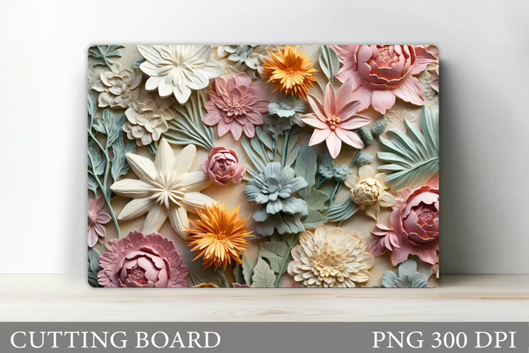 3D Flowers Cutting Board. Cutting Board Sublimation