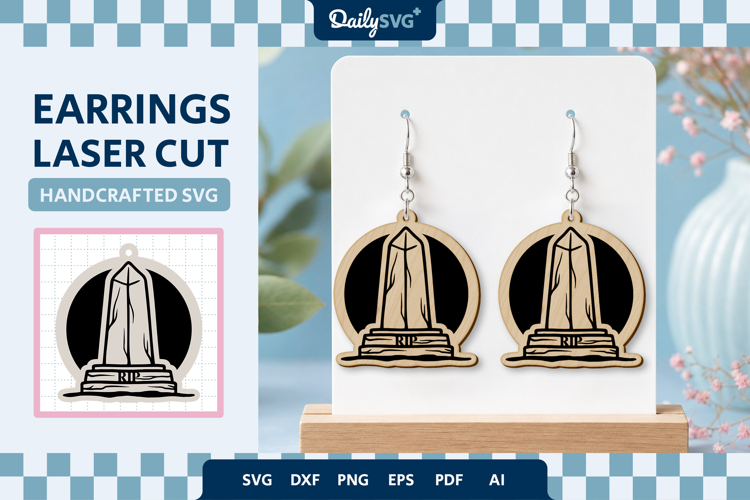 Halloween Tombstone Earrings Laser Cut SVG