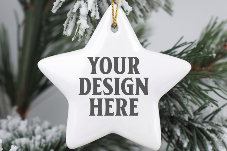 Christmas Star Ceramic Ornaments Mockup | Holiday Star Ornam