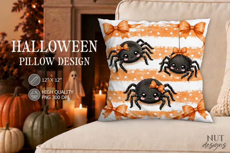 Cute Bats Halloween Pillow Coquette Halloween