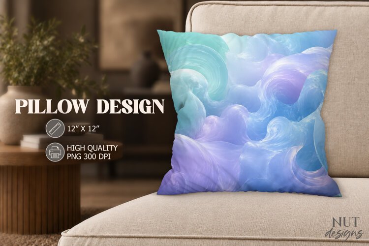 Pastel Swirls Abstract Pillow aqua swirls, blue spirals example image 1
