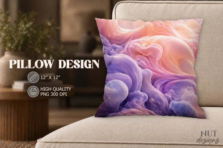 Pink Purple Abstract Pillow dynamic curves background