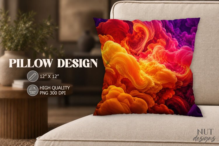 Vibrant Orange Pink Pillow dynamic clouds background example image 1