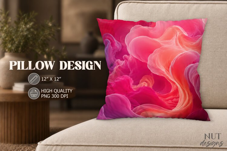Hot Pink Coral Abstract Pillow coral abstract cushion example image 1