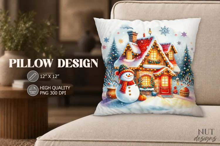 Gingerbread Cottage Pillow Christmas pillow sublimation