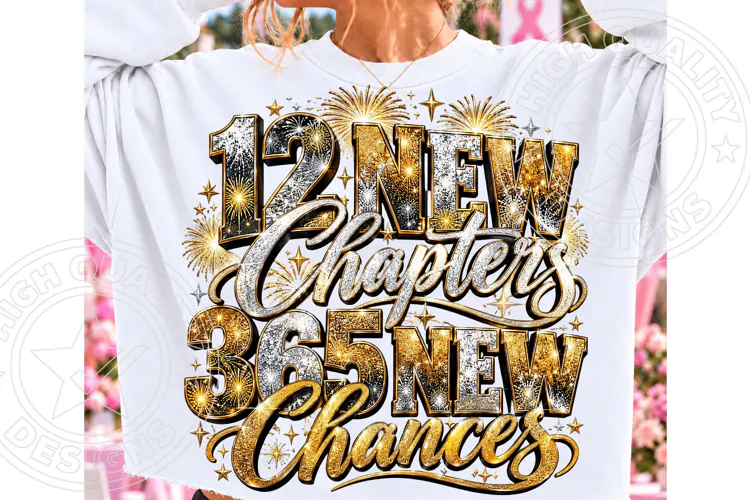 12 New Chapters 365 New Chances 2027 PNG | Inspirational Bla