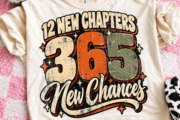 12 New Chapters 365 New Chances Retro New Year Motivational example image 1