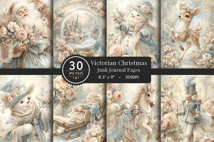 Victorian Christmas Junk Journal Pages 30 JPG Files