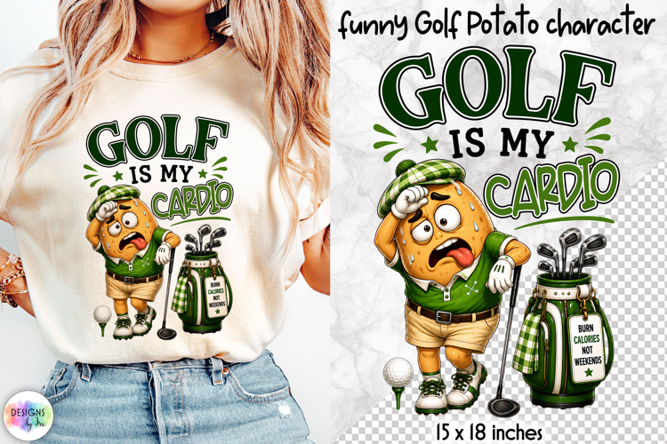 Funny Golf Potato Sublimation, Golf Is My Cardio