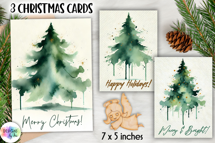 Christmas Tree Greeting Cards, Abstract Christmas Tree Print