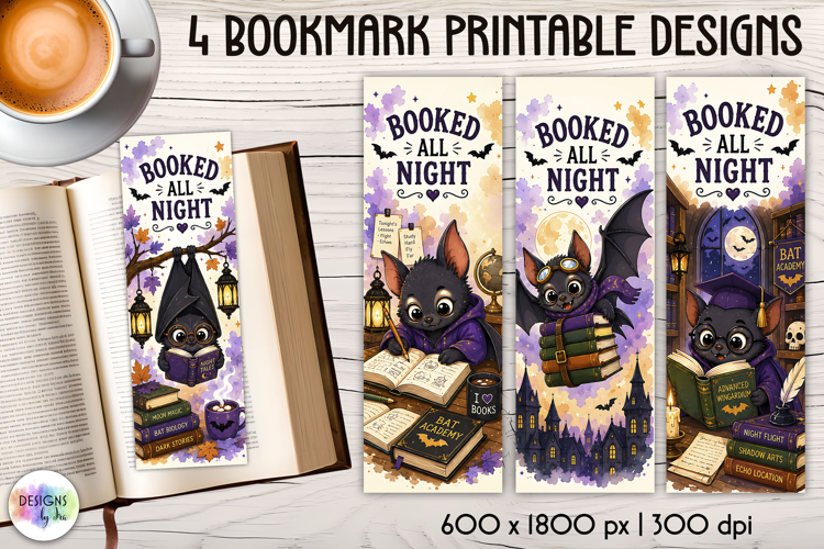 Cuter Halloween Bookmarks, Booked All Night Cute Bat PNG