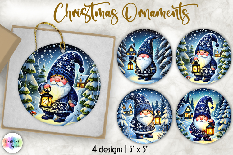 Christmas Ornament Sublimation, Cute Nordic Gnome Ornament