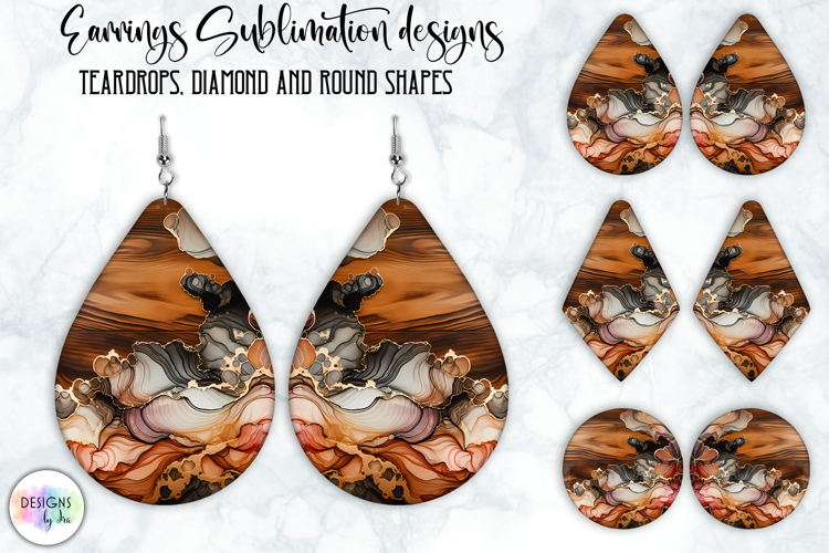 Earrings Sublimation Designs, Liquid Art, Fluid Art and Wood