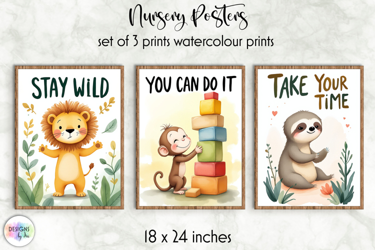 Safari Nursery Poster Set, Inspirational Kids Wall Art
