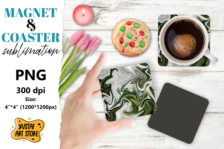 Abstract paint magnet/coaster sublimation. Fluid art