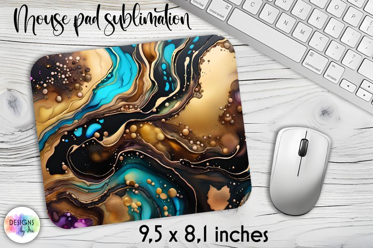Abstract Fluid Art Mouse Pad, Marble Texture Mouse Pad Print example image 1