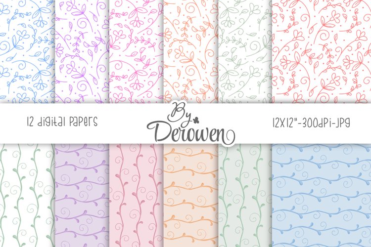 12 Printable Papers for Cardmaking Flowers and Branches