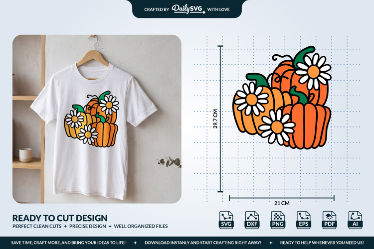 Pumpkin and Daisies SVG