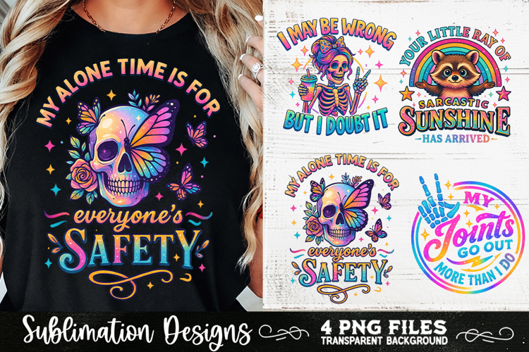 Funny Skeletons Sarcastic Retro PNG Sublimation
