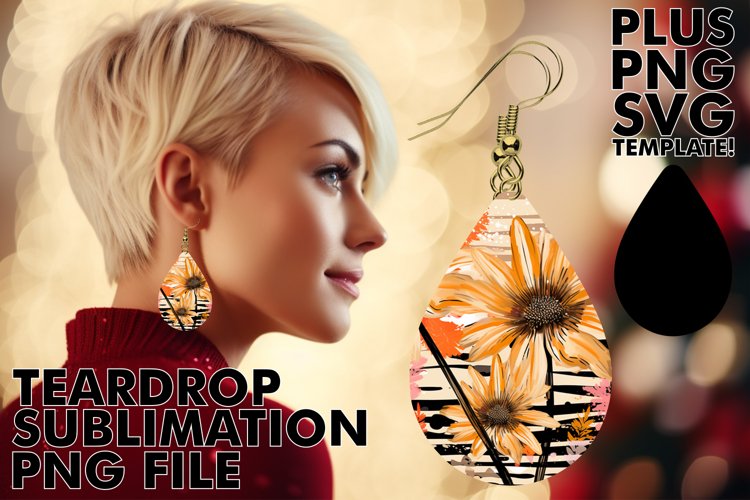 Sublimation Western Sunflower Earrings Design