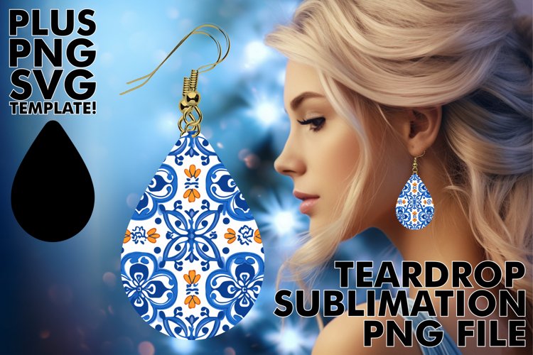 Tile-Inspired Elegance: Watercolor Teardrop Charms example image 1