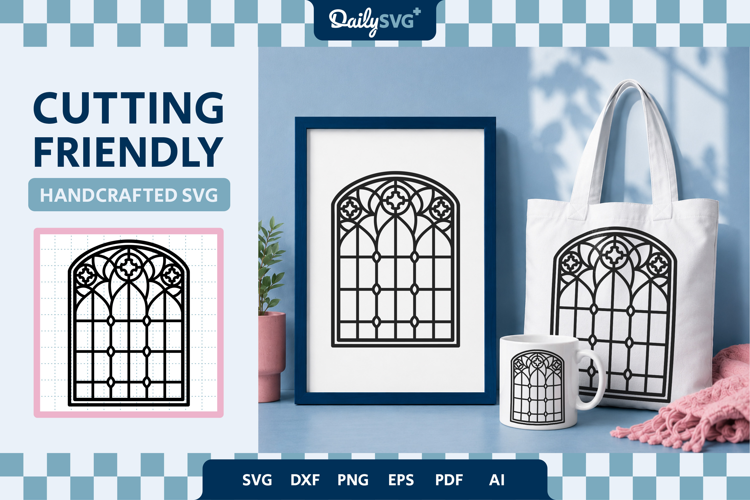 Victorian Gothic Window SVG Ornamental Architecture Cut File