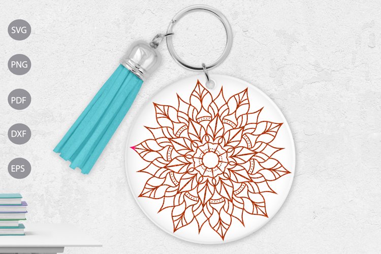 Mandala Flower Keychain SVG Design example image 1