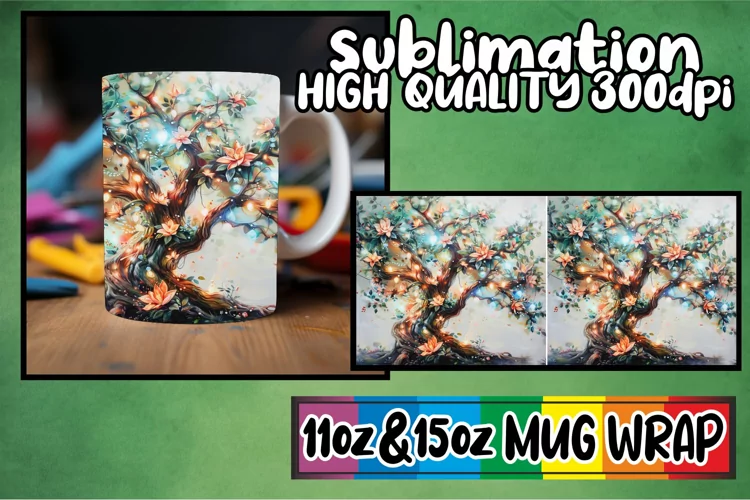 Whimsical Blossoms Mug Sublimation Wrap - Spring Design