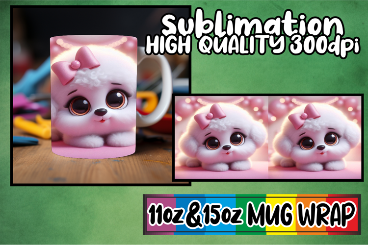 Radiant moments 11oz 15oz sublimation wrap, 3D Dog