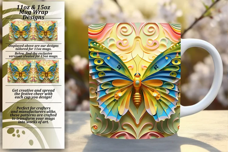 Fluttering Butterfly Spring Mug Wrap