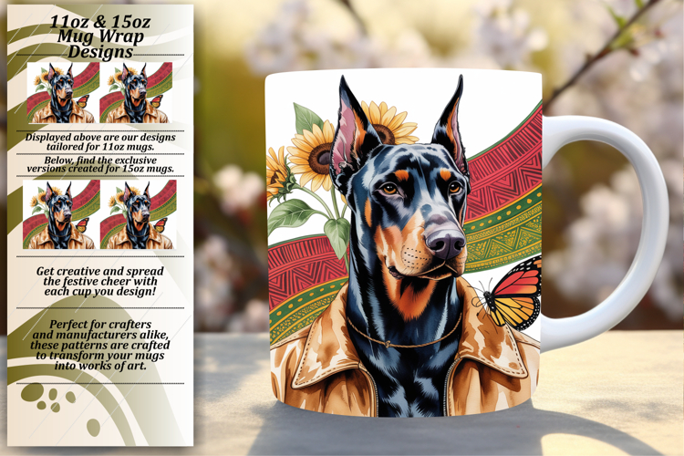 Trendy 11oz Mug Wrap Png Template , Cute Dog