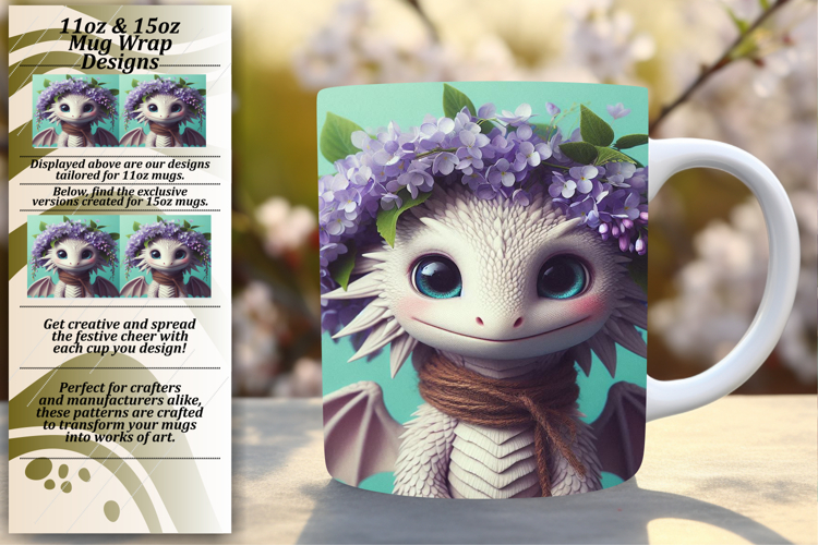 Graceful 11oz Mug Wrap Png Template , Dragon